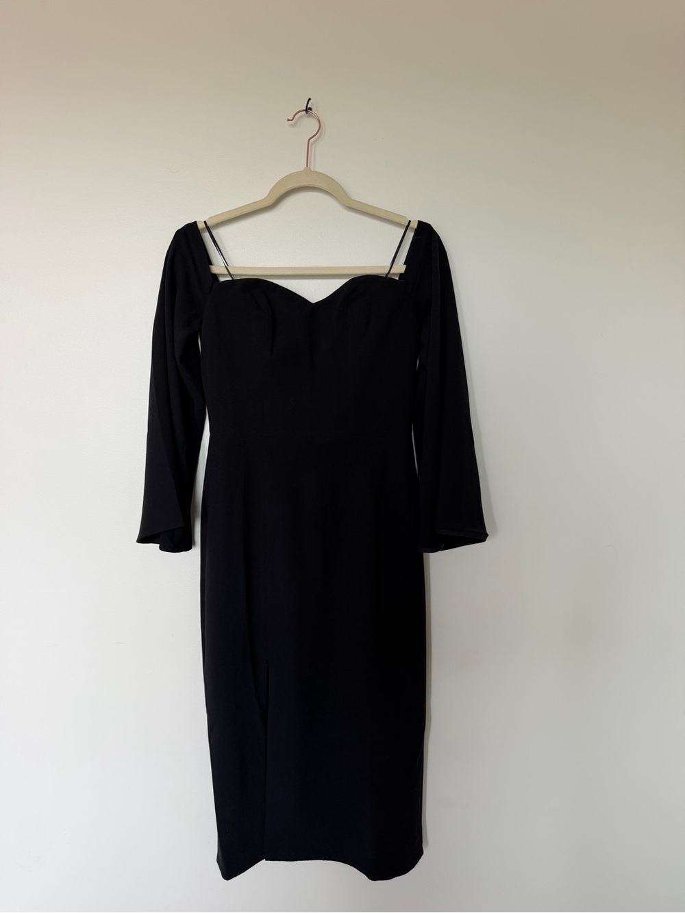 Dress the Population Black Off-Shoulder Long Sleeve Midi Dress